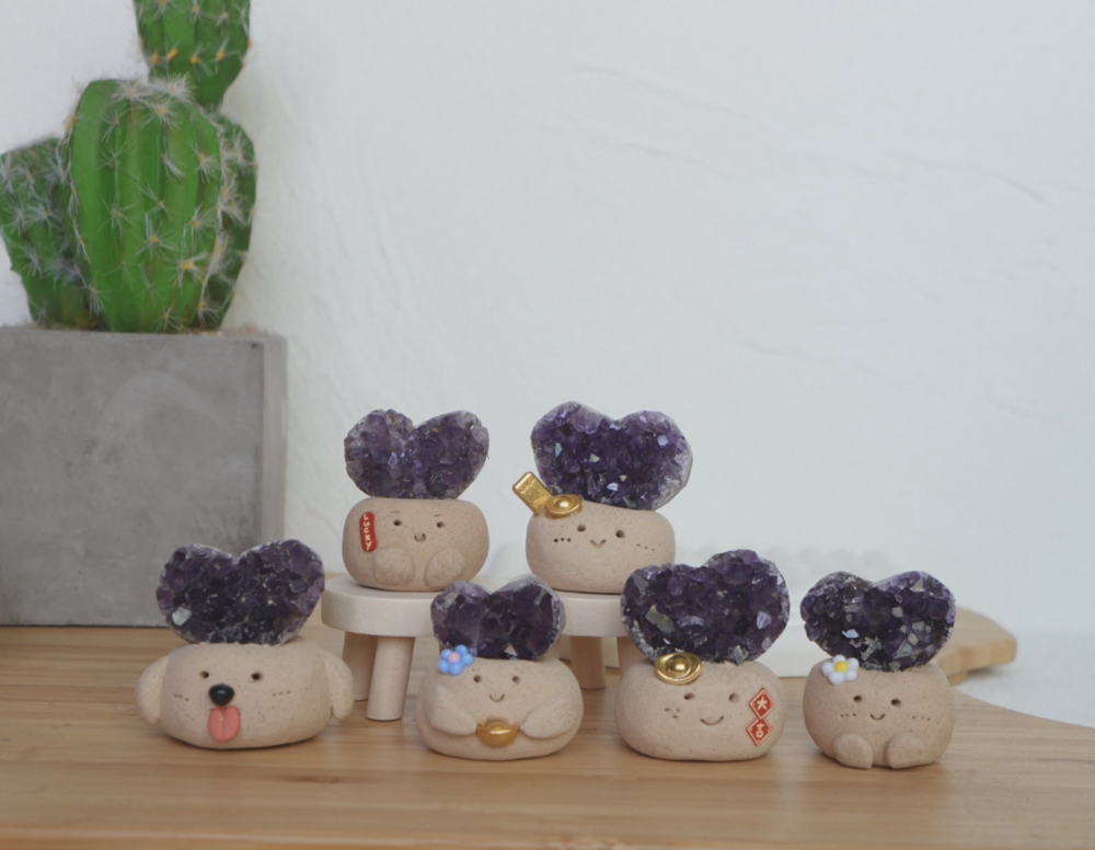 愛心紫水晶 石頭泥 烏拉圭|愛心紫水晶簇 石頭泥|