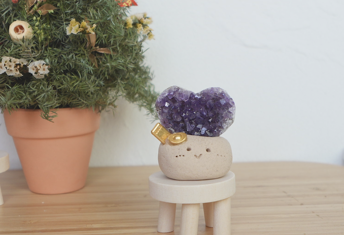 愛心紫水晶 石頭泥 烏拉圭|愛心紫水晶簇 石頭泥|