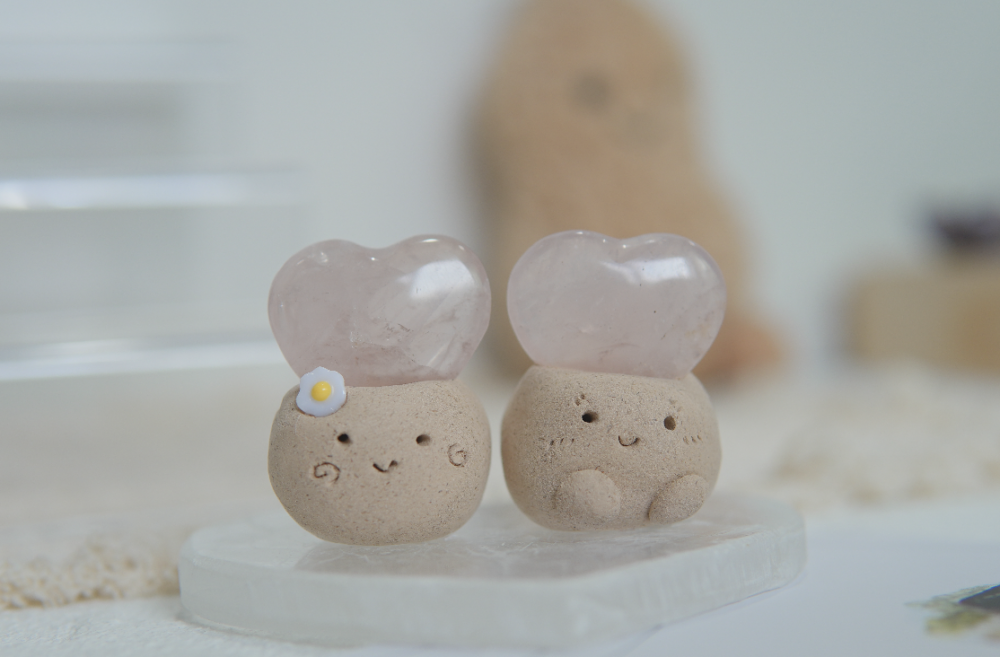 愛心粉水晶 粉嫩嫩|愛心粉水晶 也有臘腸狗勾