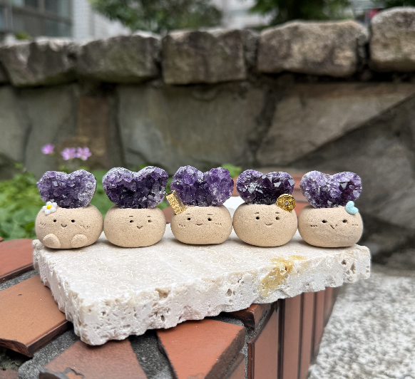 烏拉圭｜愛心紫水晶簇 石頭泥｜🧊