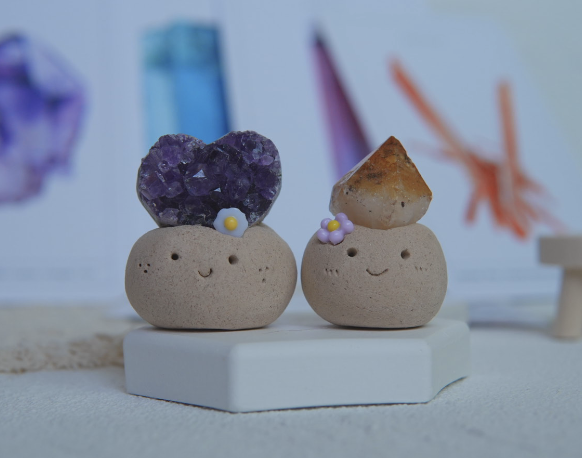 烏拉圭｜愛心紫水晶簇 石頭泥｜🧊
