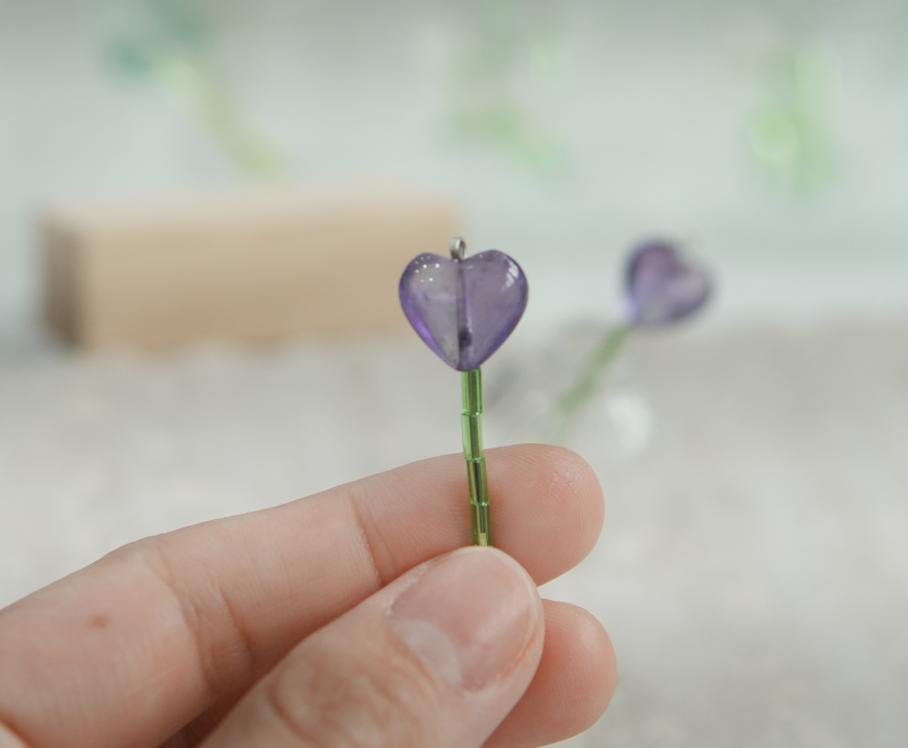 愛心紫水晶 小花 天然礦石小花| 紫水晶 愛心 💜