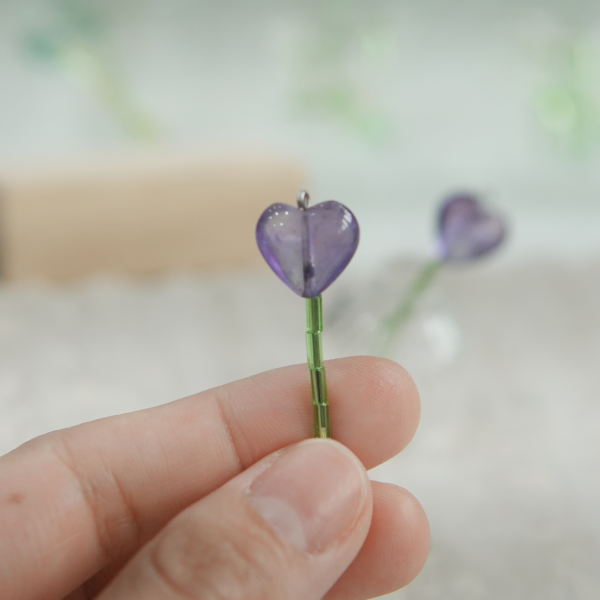 天然礦石小花｜ 紫水晶 愛心 💜